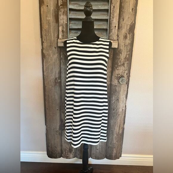 S’ MAX MARA - Black and White Striped Sleeveless Sheath Dress Size Small - Picture 2 of 6